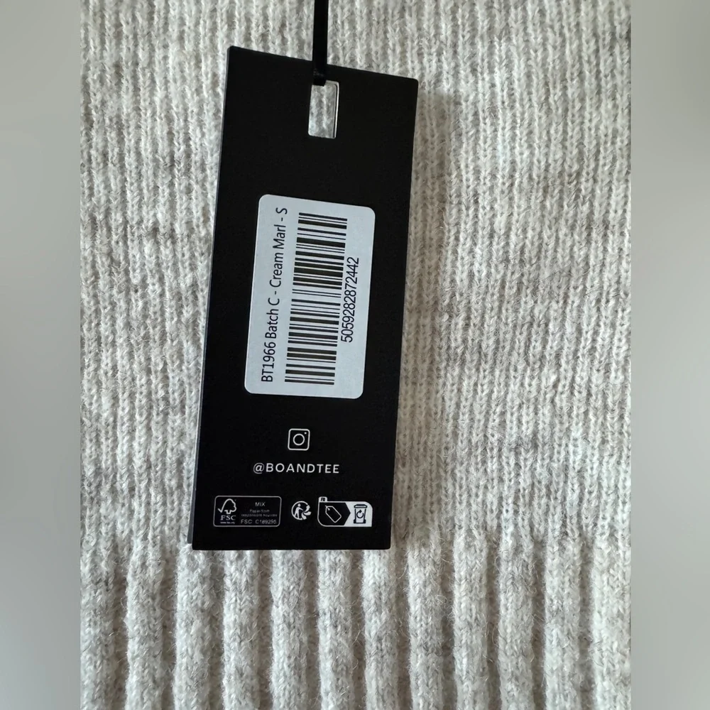 NWT BO + TEE Ribbed Knit Cropped Sweater in Cream Marl SMALL - Picture 2 of 9